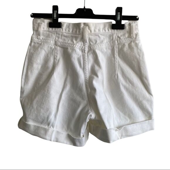CAFE LA VIE Vintage White High Waisted Denim Shorts With Cuff Zip Fly 26 - Picture 4 of 10